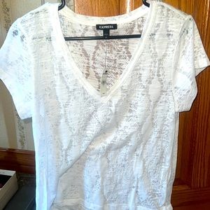 Express see through white v neck
